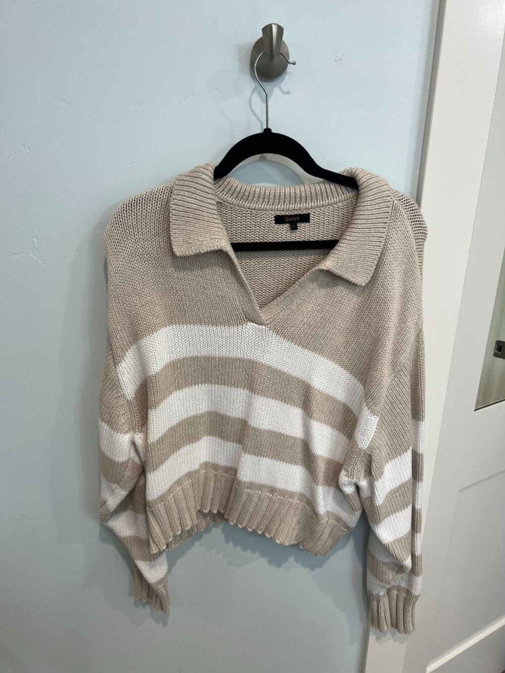 NWOT - Quince 100% Organic Cropped Cotton Polo Sweater - Size L - Picture 2 of 2